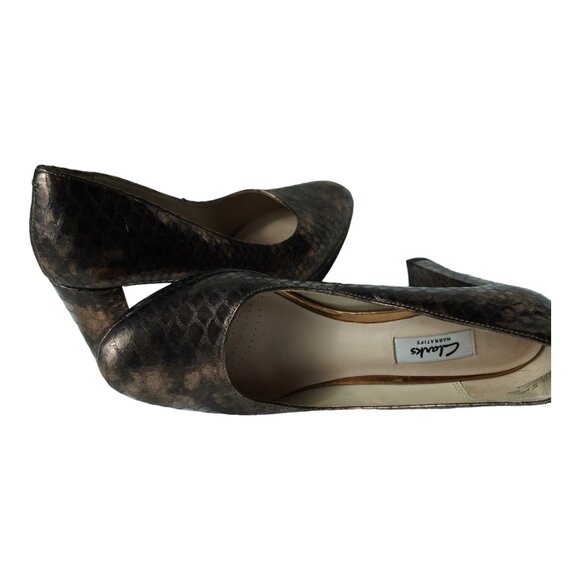 Clarks Narrative Women's SIZE 7.5 Kendra Sienna Bronze Leather Heels Pumps - Picture 8 of 10